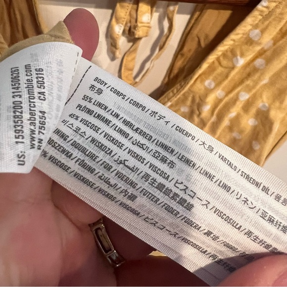 Abercrombie & Fitch Yellow Polka Dot Dress Ruffle Sleeve Mini Tiered Skirt - Picture 5 of 6